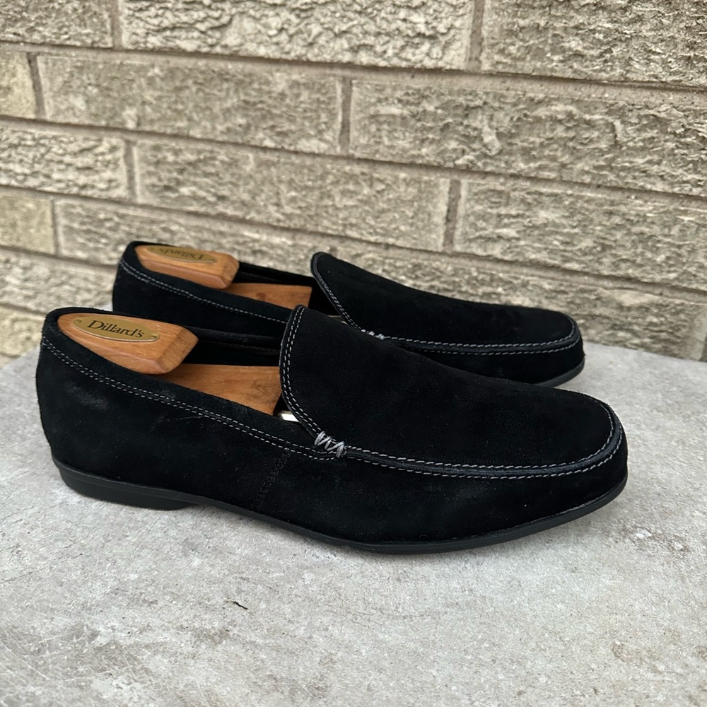 Marc Anthony Mens Black Leather Slip On Loafers Shoes Sz 9